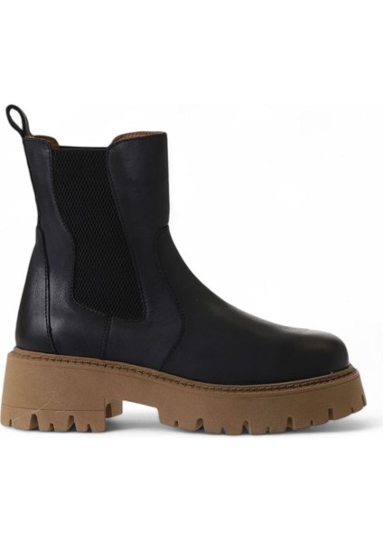 Siyah Deri Kadın Dolgu Topuklu Bot 01WV3102 01WV3102