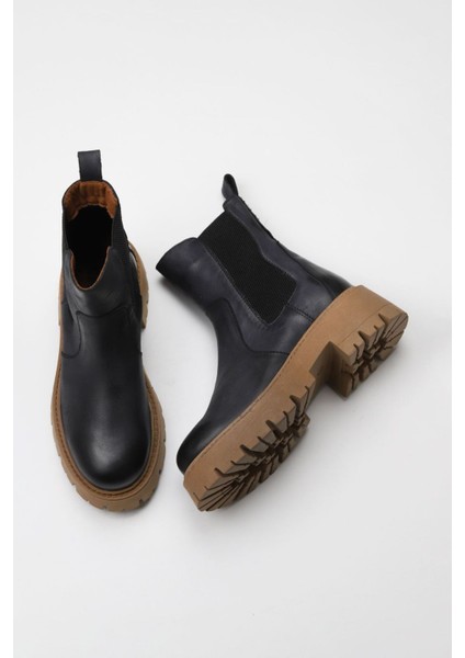 Siyah Deri Kadın Dolgu Topuklu Bot 01WV3102 01WV3102 fiyatları