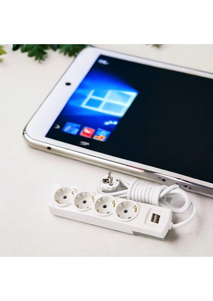 Topraklı Grup Priz Kablolu Usb'li 4'lü 2 Metre Fiş Çoğaltıcı 2 Metre Çoklu Asmalı Uzatma Kablosu Anahtarsız modelleri