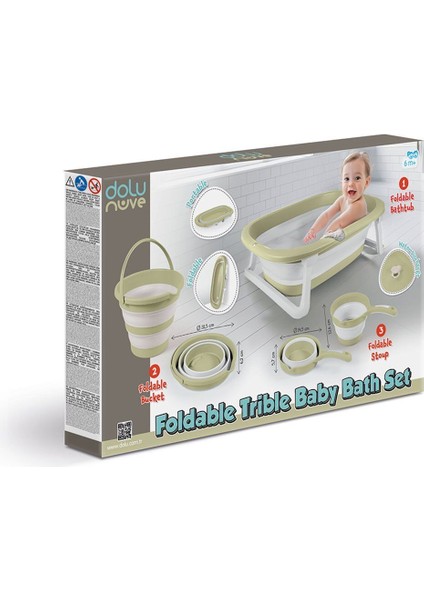 7272 Katlanabilir 3'lü Bebek Banyo Seti Eco -Yeşil