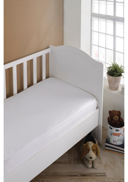 Lastikli Bebek Çarşafı (Beyaz)60 x 120 cm Pamuk Çarşaf