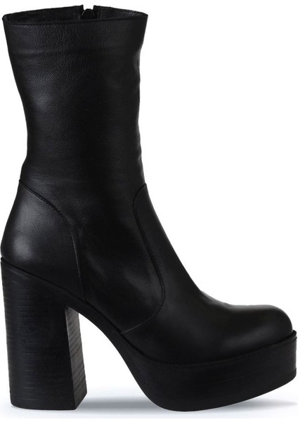 Siyah Deri Kadın Topuklu Bot 01WV5000 01WV5000