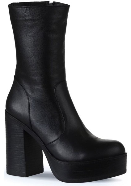 Siyah Deri Kadın Topuklu Bot 01WV5000 01WV5000 fiyatları