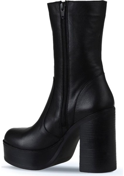 Siyah Deri Kadın Topuklu Bot 01WV5000 01WV5000 fırsatları