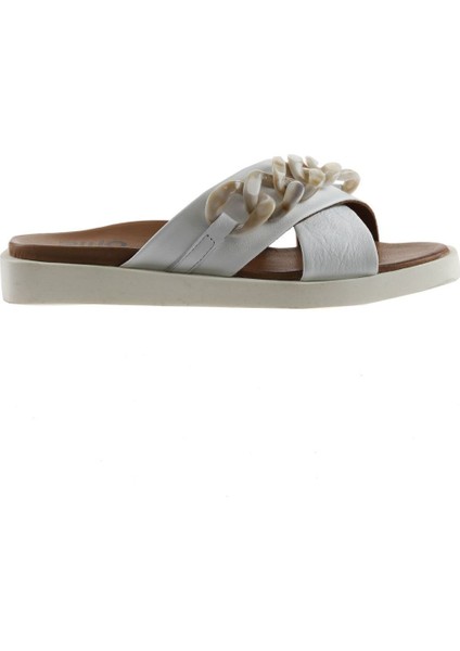 Beyaz Deri Kadın Düz Terlik 01WU3312 01WU3312 fiyatları