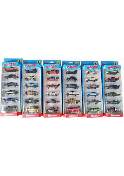 ZQ11316-VARDEM Kartela 1:64 Metal 6 Parça Araba Seti