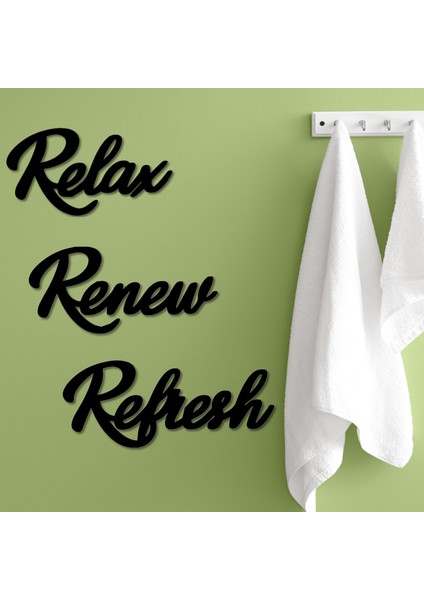 Relax Renew Refresh Siyah Ahşap Yazı Seti – Modern Duvar Dekoru, Motivasyonel Sözler modelleri