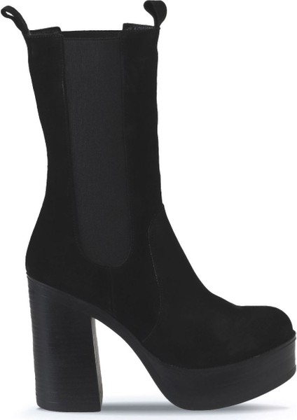 Siyah Süet Kadın Topuklu Bot 01WV5003 01WV5003