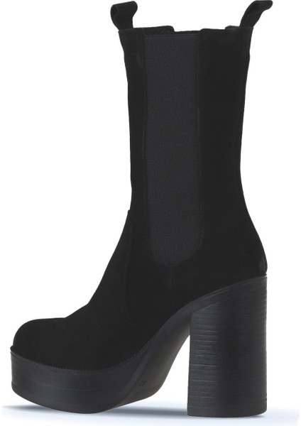 Siyah Süet Kadın Topuklu Bot 01WV5003 01WV5003 fırsatları