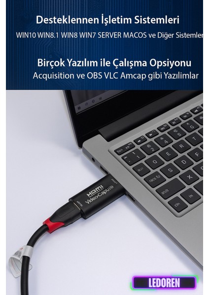 Video Capture USB 2.0 To Hdmı Çevirici Dönüştürücü Adaptör UT-326