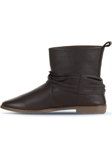 Kahverengi Deri Kadın Düz Bot 01WD3509 01WD3509 modelleri
