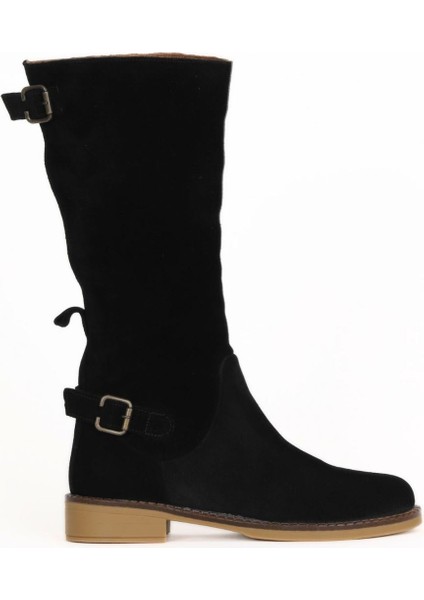 Siyah Süet Kadın Düz Çizme 01WD0500 01WD0500