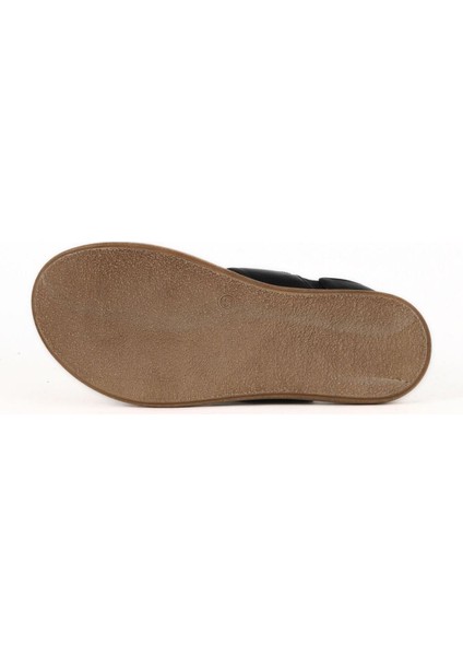 Siyah Deri Kadın Düz Sandalet 01WE1901 01WE1901 indirimleri