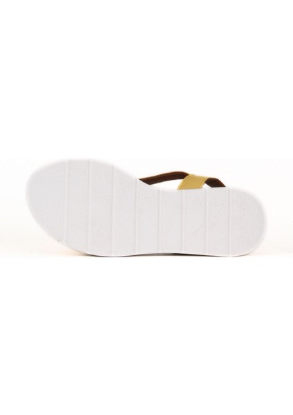 Sarı Deri Kadın Düz Sandalet 01WE3402 01WE3402 indirimleri