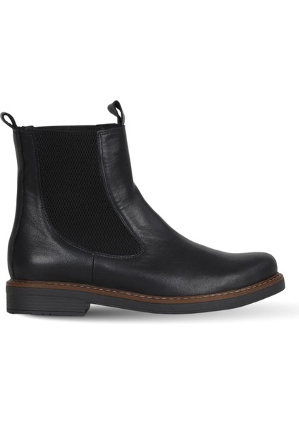 Siyah Deri Kadın Düz Bot 01WF2205 01WF2205