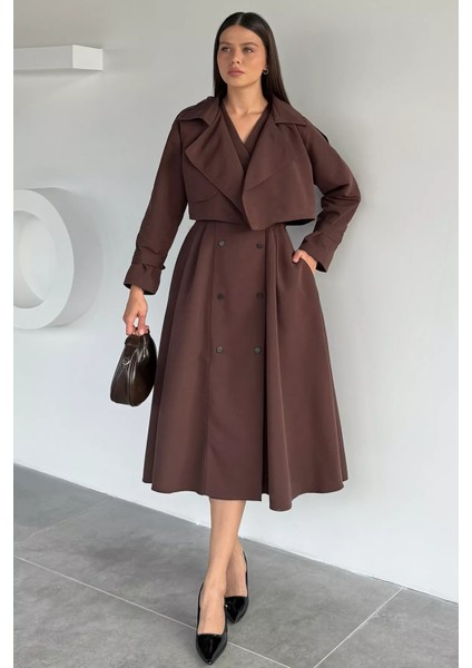 Kadın Trenç Kumaş Ceket Elbise Ikili Takım P-00018250