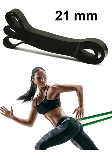 Resistance Powerband 21 mm Latex Güç Bandı Orta Sert Direnç Lastiği Pilates Aerobik Squat Siyah