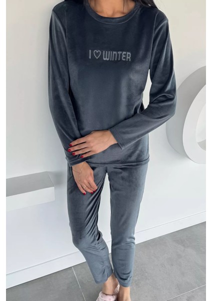 Kadın Kadife Sweat Pantolon Ikili Takım P-00018487