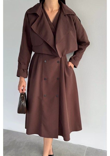 Kadın Trenç Kumaş Ceket Elbise Ikili Takım P-00018250 fiyatları