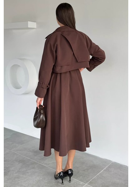 Kadın Trenç Kumaş Ceket Elbise Ikili Takım P-00018250 indirimleri