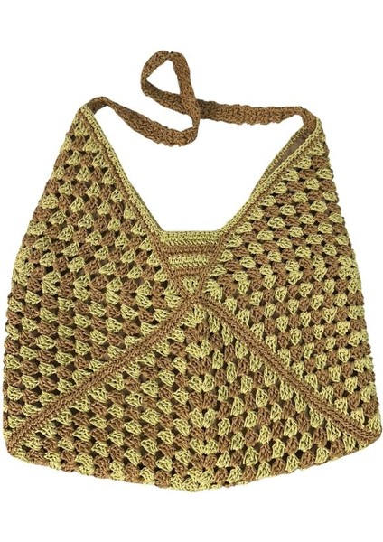 0603 El Örgüsü Kağıt Ip Büyük Boy Omuz Çantası / 45 cm x 44 cm fiyatları