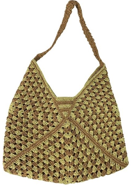 0603 El Örgüsü Kağıt Ip Büyük Boy Omuz Çantası / 45 cm x 44 cm modelleri