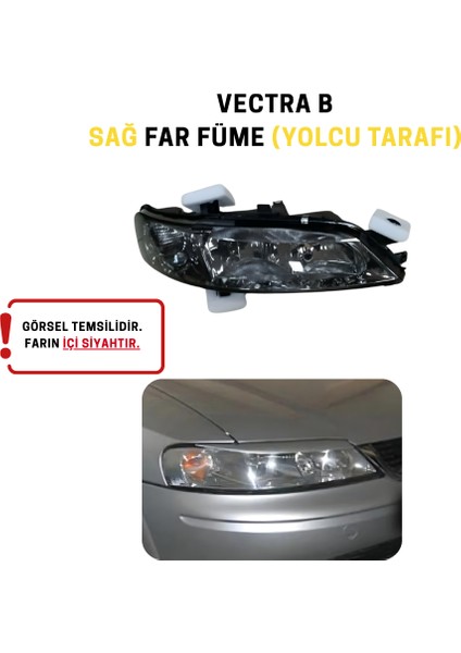 Opel Vectra B Makyajlı Sağ Far Takımı Füme (Koyu Camlı) (Yolcu Tarafı)