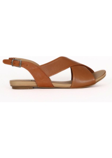 Taba Koyu Deri Kadın Düz Sandalet 01WQ0816 01WQ0816