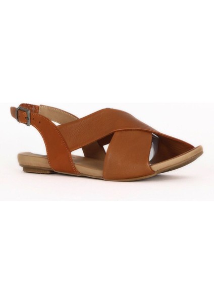 Taba Koyu Deri Kadın Düz Sandalet 01WQ0816 01WQ0816 fiyatları