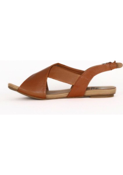 Taba Koyu Deri Kadın Düz Sandalet 01WQ0816 01WQ0816 modelleri