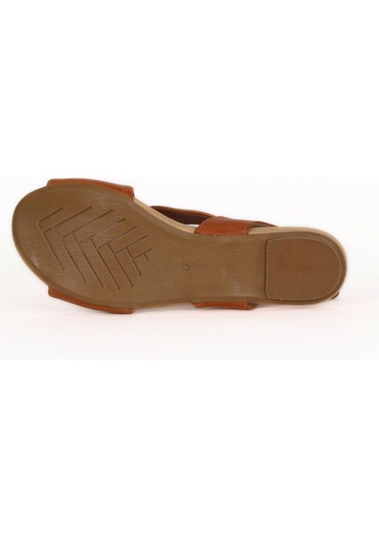 Taba Koyu Deri Kadın Düz Sandalet 01WQ0816 01WQ0816 indirimleri