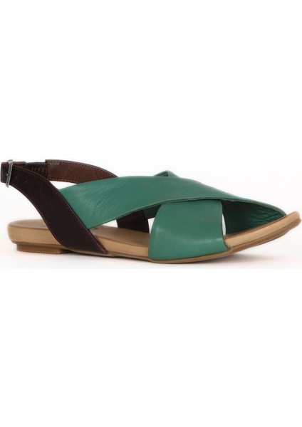 Yeşil Deri Kadın Düz Sandalet 01WQ0816 01WQ0816 fiyatları