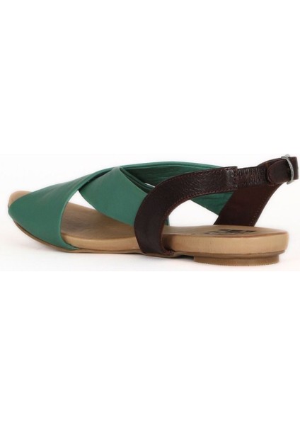 Yeşil Deri Kadın Düz Sandalet 01WQ0816 01WQ0816 fırsatları