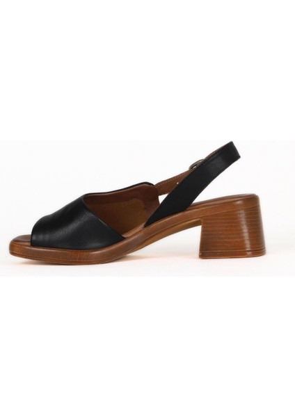 Siyah Deri Kadın Topuklu Sandalet 01WE3803 01WE3803 modelleri