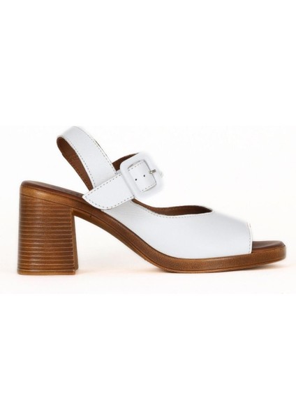 Beyaz Deri Kadın Topuklu Sandalet 01WE3701 01WE3701