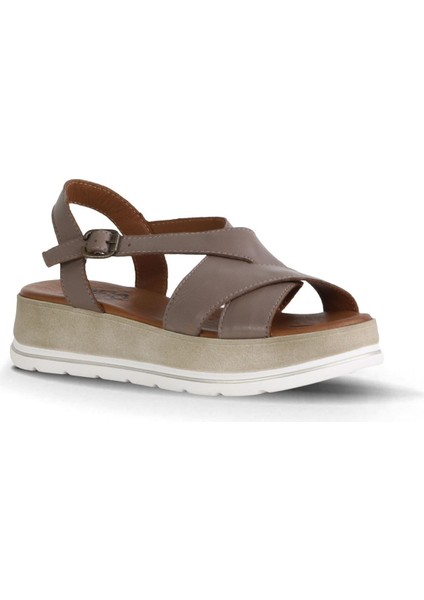 Gri Deri Kadın Düz Sandalet 01WE3402 01WE3402 fiyatları