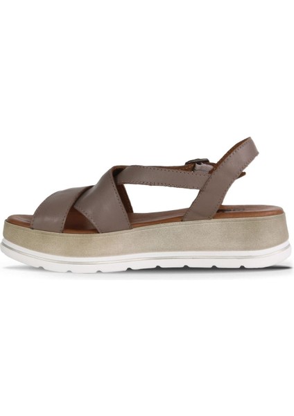 Gri Deri Kadın Düz Sandalet 01WE3402 01WE3402 modelleri