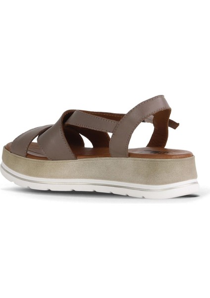 Gri Deri Kadın Düz Sandalet 01WE3402 01WE3402 fırsatları