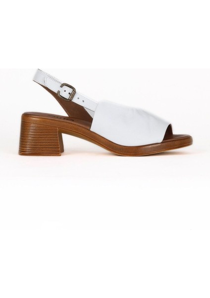 Beyaz Deri Kadın Topuklu Sandalet 01WE3803 01WE3803