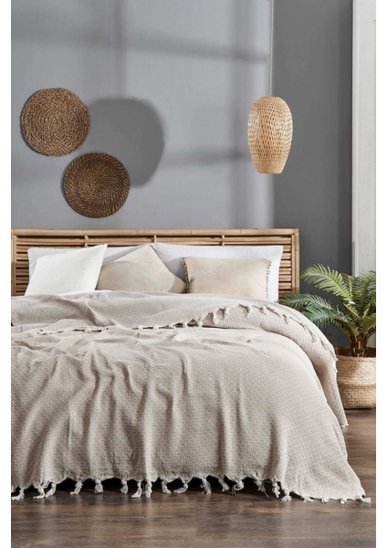 Çift Kişilik Yatak Pikesi Deniz Bej 200 x 230 cm