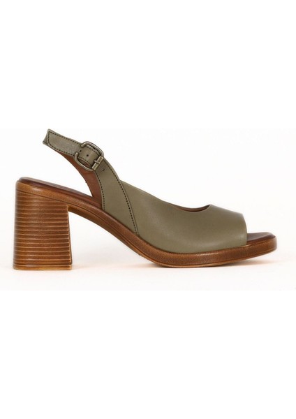 Yeşil Deri Kadın Topuklu Sandalet 01WE3700 01WE3700