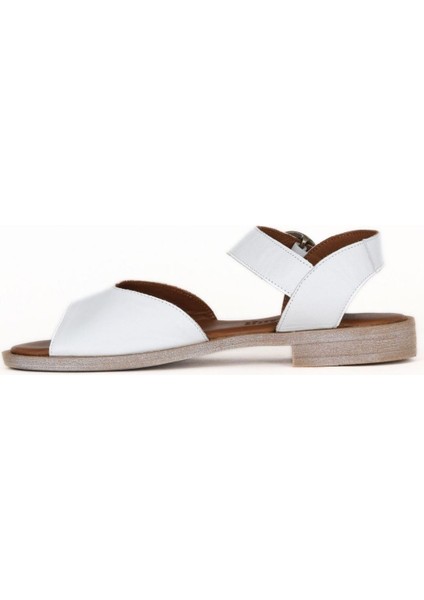 Beyaz Deri Kadın Düz Sandalet 01WE2802 01WE2802 modelleri
