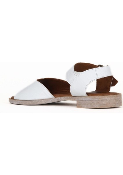 Beyaz Deri Kadın Düz Sandalet 01WE2802 01WE2802 fırsatları