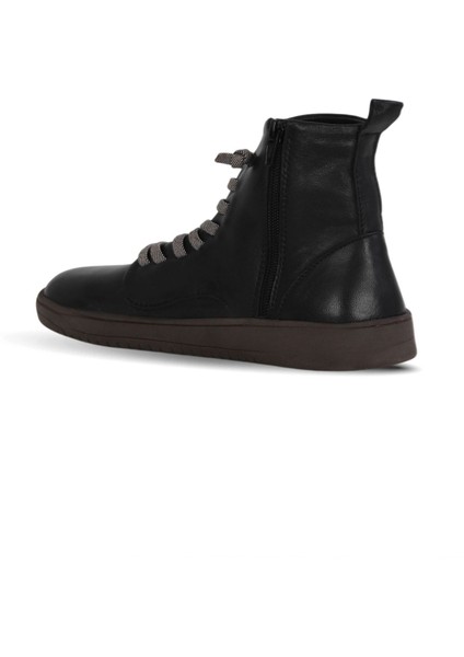 Siyah Beyaz Deri Kadın Düz Bot 01WF1802 01WF1802 fırsatları