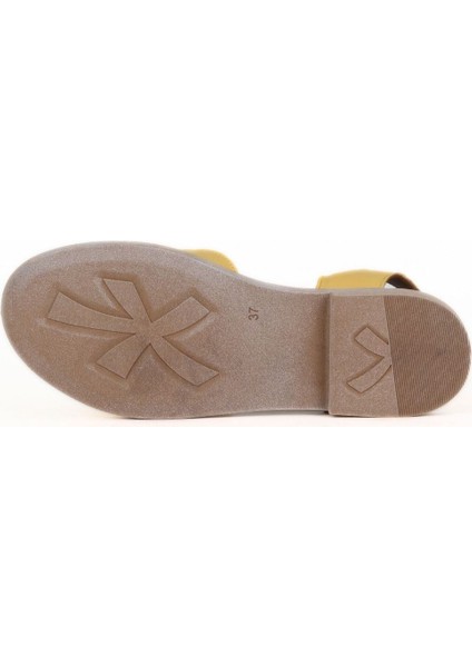 Sarı Deri Kadın Düz Sandalet 01WE2802 01WE2802 indirimleri