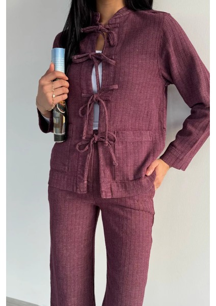 Kadın Ön Bağcıklı Ceket Pantolon Ikili Takım P-00018647 fiyatları