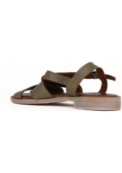 Yeşil Deri Kadın Düz Sandalet 01WE2803 01WE2803 fırsatları