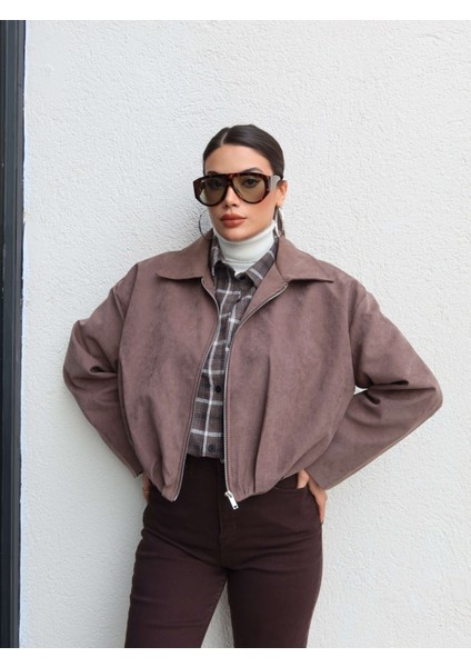 Arkası Pileli Nubuk Ceket