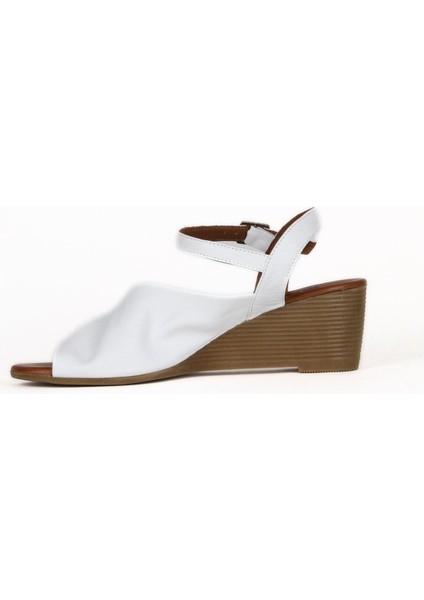 Beyaz Deri Kadın Dolgu Topuklu Sandalet 01WE4000 01WE4000 modelleri