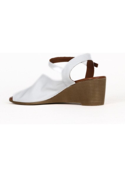 Beyaz Deri Kadın Dolgu Topuklu Sandalet 01WE4000 01WE4000 fırsatları